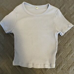 UNIQLO Lilac Ribbed Short Sleeve light blue